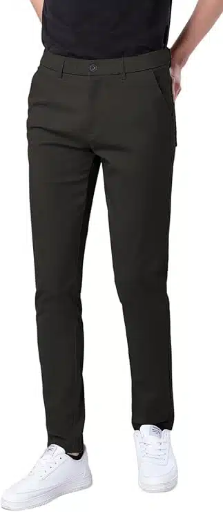 Plaid&Plain Men's Skinny Stretchy Khaki Pants